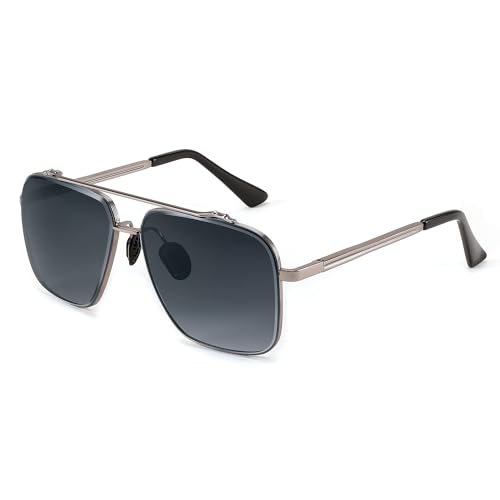 FEISEDY Women's and Men's Fashion Oversize Square Metal Gradiant Pilot Sunglasses B4145