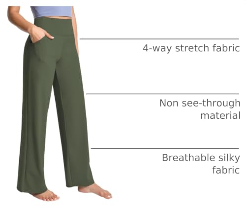Image of BUBBLELIME Women High Waist Wide Legs Yoga Pants Loose Sweatpants Pockets | 29 inch /31 inch /33 inch /35 inch /37 inchInseam,2 Styles / Dress /Basic,Lounge,Comfy,Stretch Casual Work