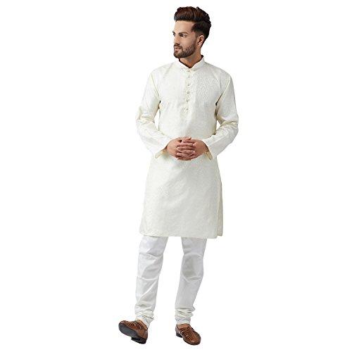 Sojanya (Since 1958 Men'S Teal Silk Blend Kurta Churidar Pyjama Set2