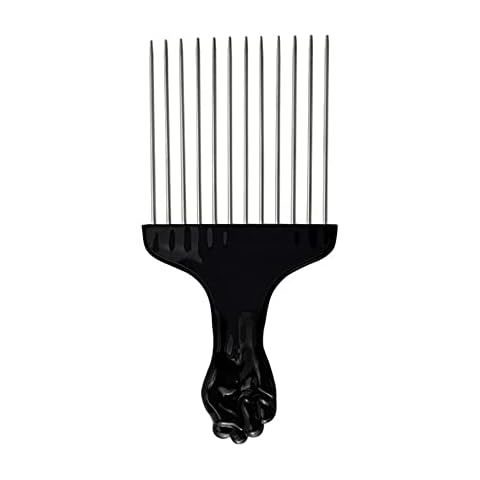 CAM2 Afro Comb Afro Pick Finger Styler Hair Metal Pick Hairdressing Wig Styling Tool Afro Comb for Natural Curls (Black) Cover