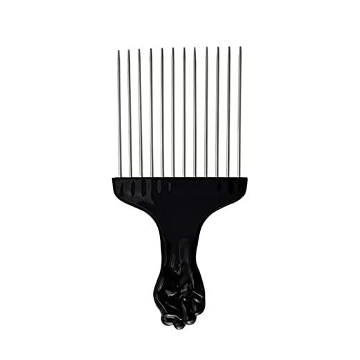 CAM2 Afro Kamm Afro Pick Fingerstyler Hair Metal Pick Friseur Perücke Styling-Tool Afrokamm für Natur-Locken(Schwarz)