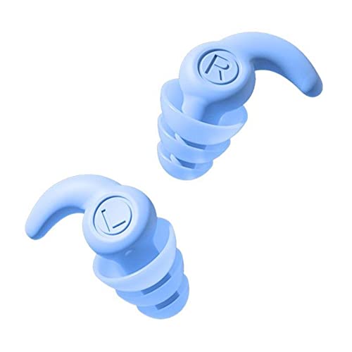 Image of AUGEN Ear Plugs for Sleeping, Noise Canceling, Reusable Silicone Earplugs for Hearing Protection, Waterproof EarPlugs Suitable for Sleeping Swimming Studying Traveling Concerts Airplanes (Blue)