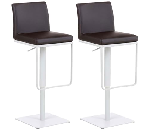 CLP Lot De 2 Tabourets De Bar Panama en Similicuir I Chaises Hautes De Bistrot Dossier Et Repose-Pied I Hauteur réglable Et Pivotantes, Couleur:Marron, Couleur du...