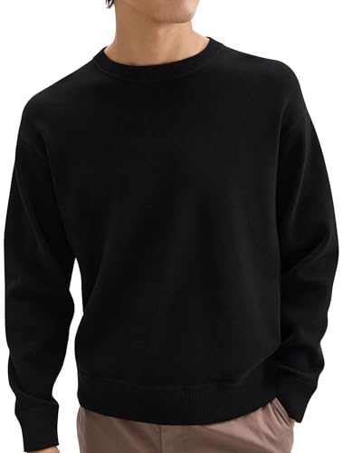 Theory Men's Relax Crewneck Long Sleeve in Light Bilen, Black4