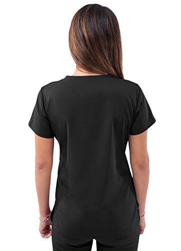 Adar Pro Scrubs For Women - Sweetheart V-Neck Scrub Top - P4210 - Black - M #TOP1