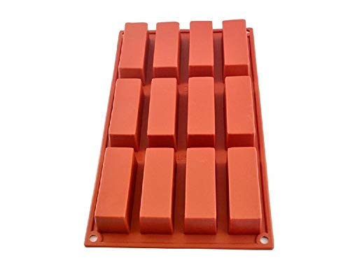 DIVISTAR 12 cavidades rectangulares de silicona horno hecho a mano moldes de jabón Cover