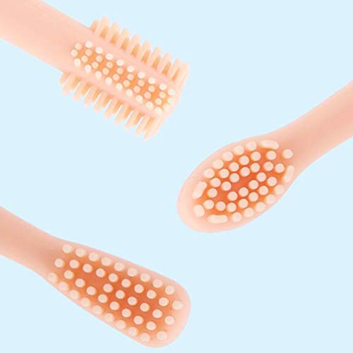 Escova de dentes infantil de silicone Healifty com cabeça de escova substituível, Light Pink, 16x5cm