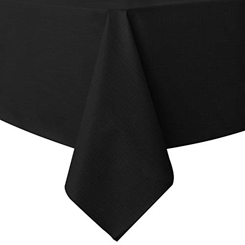 Image of sancua 100% Waterproof Rectangle PVC Tablecloth - 52 x 70 Inch - Oil Proof Spill Proof Vinyl Table Cloth, Wipe Clean Table Cover for Dining Tables, Buffet Parties and Camping, Black