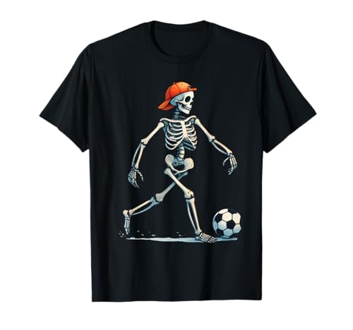 Skeleton Soccer Halloween Costume T-Shirt for Men and Kids
