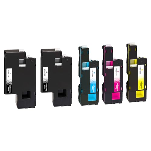 Yowell 5 cartuchos de tóner E525W compatibles con Dell E525W, negro, cian, magenta y amarillo, para 593-BBLN 593-BBLZ 593-BBLV 593-BBLL