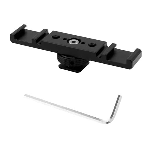 Supporto per Barra di Estensione a Slitta Fredda Doppia, Staffa Slitta Fredda in Lega di Alluminio con Chiave Esagonale per Fotocamera DSLR Luce Video a LED Microfono e Monitor (Nero)