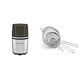 Cuisinart SG-10 Electric Spice-and-Nut Grinder, Stainless/Black & Set of 3 Fine Mesh Stainless Steel Strainers