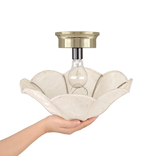 Image of Aspen Creative 52003 Ceiling Clip-on Lamp Shade, Transitional Design in Ivory with Floral Pattern, 13 inch Diameter x 5 inch Height