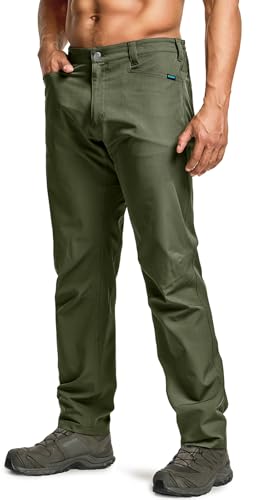 CQR Mens Quick Dry Tactical Pants Water Resistant Outdoor Pants Lightweight Stretch Cargo Work Hiking Pants Rocky Z Fuscous Green 34W x 30L