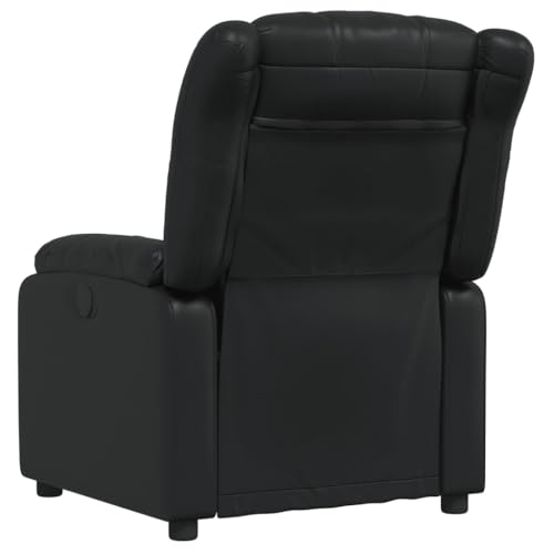 Fauteuil de relaxation en similicuir noir avec repose-pieds rétractable - 6