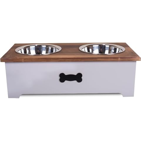 Luxury Raised Dog Feeder Station with Bowls Cover