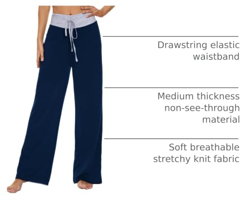 Image of LOCUBE Women's Pajama Pants, Soft Comfy High-Waist Wide-Leg Lounge Pants with Drawstring and Pockets