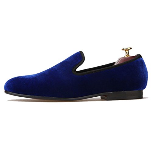 FERUCCI Handmade Men Plain Royal Blue Velvet Loafers
