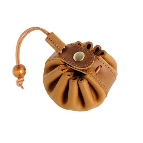 Bolsa de cambio vintage, hecha a mano, piel de vaca auténtica, bolsa de almacenamiento de cuero con cordón, bolsa de almacenamiento de joyas, mini monedero para hombres y mujeres, accesorios para