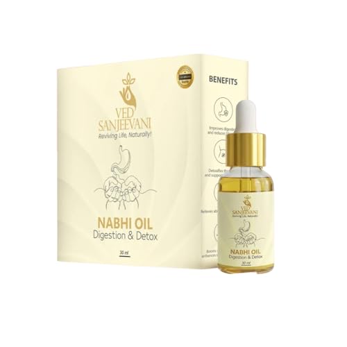 Ved Sanjeevani Digestion & Detox Nabhi Oil, Nabhya Dhara belly button oil For Healthy Digestion & Bloating Relief, with Herbal Ingredients | 30 ml