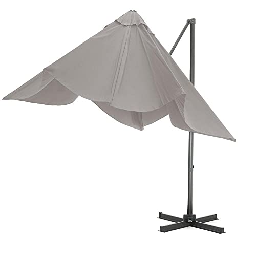 ACAZA Kantelbare Zweefparasol 250x250 cm, Vierkant Zeil, Sterke Zweef Parasol, Licht Grijs - Afbeelding 4