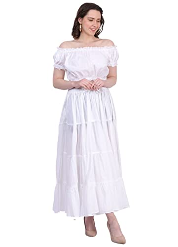 Wevez Women's Flowy Renaissance Long Maxi Tiered Peasant Dance Skirt, Plus Size 0X to 3X3