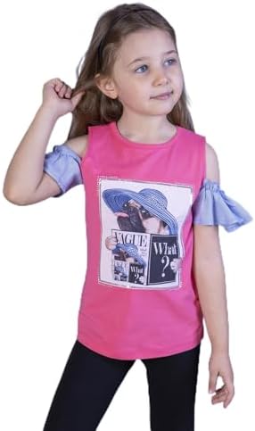 Toontoy Kız Çocuk Şapkası Garnili Köpek Baskılı Tişört Fuşya 8 YAŞ