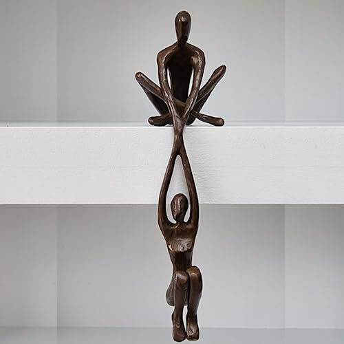Pristine Bronze Shelf Sculpture - Couple Holding Hands - Contemporary Shelf Decor - Modern Shelf Statues for Home Decoration - Bronze - Image 2