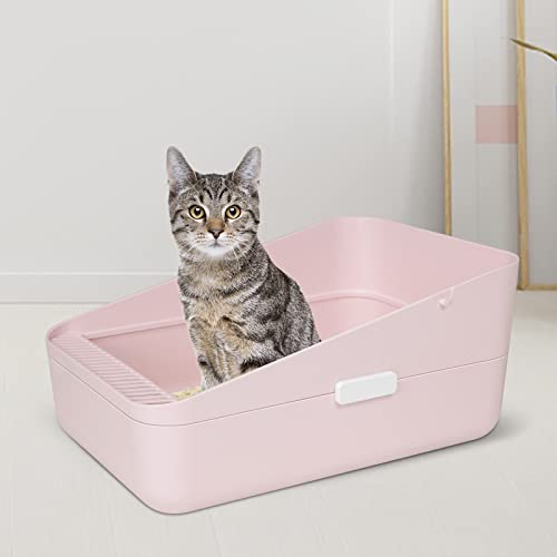 Sfozstra Open Litter Box,Prevent Sand Leakage, Durable High Side Sifting Litter Box For Small Cats ,Secure And Odor Litter Box, Removable Litter Box, Easy To Clean (Pink Small) #TOP7