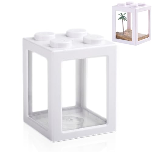 Mini tanque de macaco do mar, pequeno tanque de camarão empilhável, mini aquários para fadas, ovos de camarão, bolas de musgo, tanque de peixes betta temporário de 7 litros, estojo de alimentação de