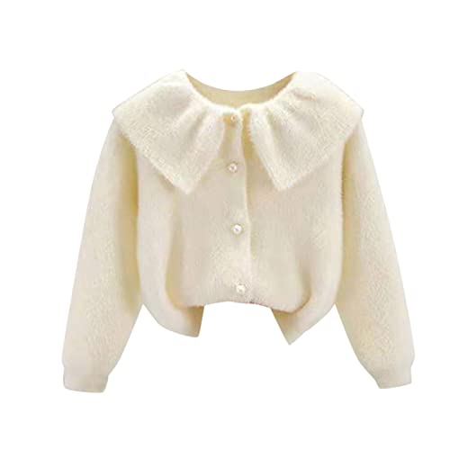 Fleece Sweater for Toddler Girls Thicken Solid Button Down 𝗥uffle Jacket Kids Long Sleeve Windproof Cardigan