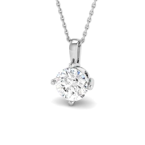 Image of JTC LTD Lab Grown Diamond Solitaire Pendant Without Chain for Women | 4 Claw D/VS Round Brilliant Cut Diamond Pendant | 0.50 Ct 9K White Gold