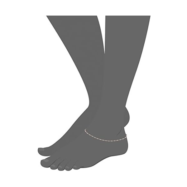 Amazon Collection Italian Rose-Tone and Polished Sterling Silver Mezzaluna Chain Anklet, 10"