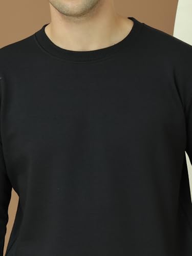 Image of Mack Jonney Fleece Regular Fit Solid Round Neck Sweatshirt for Men-MACK639877