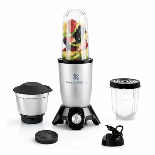 Image of Nutri Go 500W Nutri Blender For Juicing, Mixing & Blending | 3 Jars | Juicer Mixer Grinder & Smoothie Maker for Kitchen | Stainless Steel Blade, 2-Year Warranty (Silver, 3 Jars)