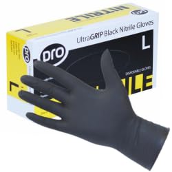 PRO UltraGRIP Black 5g Nitrile Gloves, Heavy-Duty, Large, 100 Pack