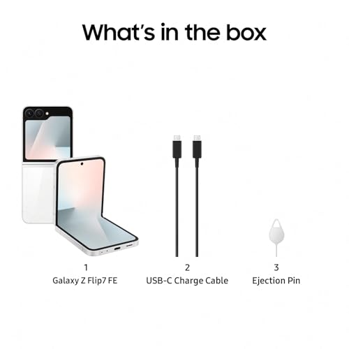 Image of Samsung Galaxy Z Flip7 FE 5G Smartphone with Galaxy AI (White, 8GB RAM, 256GB Storage), Ultra Sleek Design with 50MP High-Resolution Camera, Exynos 2400, Google Gemini
