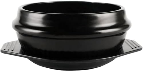 Riazdiw 家庭用ガス鍋、特殊石鍋、耐高温、両手鍋、土鍋ご飯、小鍋、セラミック、味噌調理、スープボウル、キャセロール、ご飯と麺、業務用 (1100ml)