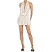 Women Halter Deep V Neck Mini Dress Sexy Sleeveless Backless Slim Fit Sheer Mesh Short Dress Y2K Beach Sundress(Plunge White, M)