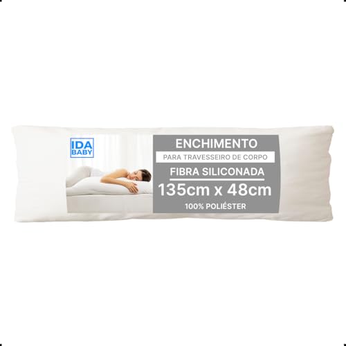 Travesseiro Big De Corpo Gigante 100% Fibra Siliconada Antialérgico Super Macio 48cm X 1,35m (Branco
