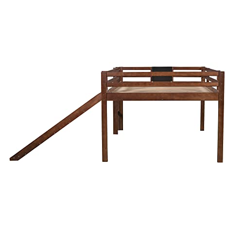 Eafurn Full Size Loft Bed With Slide, Kids Low Loft Bed With Chalkboard, Solid Wood Loft Bed Frame For Girls & Boys #TOP7