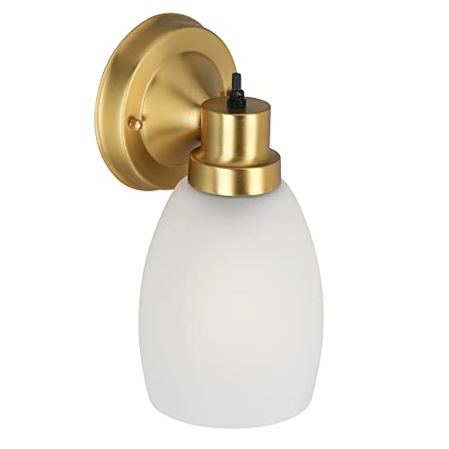 Design House 588814-SG Lydia Transitional 1-Light Indoor Wall Light Dimmable With A White Frosted Glass Shade And Twist On/Off Switch For Hallway Foyer Bathroom, Satin Gold thumb #11