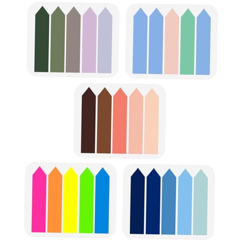 HOLIDYOYO 5パック 彩色蛍光インデックス付箋色 自己粘着式矢印型ページタブ 書き込み可能で繰り返し貼れる 学校 オフィス 家用類マーカー