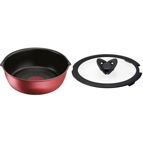【セット買い】ティファール 取っ手のとれる 炒め鍋 22cm 深型 フライパン 注ぎ口付き IH ガス火対応 PFOAなどの有害物質不使用 「インジニオ・ネオ IHルージュ・アンリミテッド マルチパン」 こびりつきにくさ長持ち レッド L38383 + 鍋
