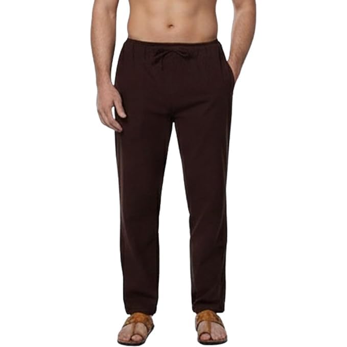 cigain One Size Maroon Men's Eco-Friendly Cotton Pyjama | Fits Waist Size 28 to 36 Inches-picture-6