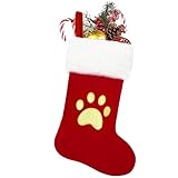 COSOKUU Christmas Stockings Dog Stockings Christmas Family Pet Paw Christmas Stockings Red Velvet Monogram Design (Paw)