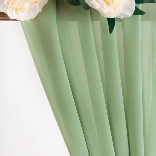MLMW Sage Green Chiffon Fabric by the Yard 5 Yards 60" Wide Wedding Arch Draping Fabric Sheer Material for Party Backdrop Arch Ceiling Decor