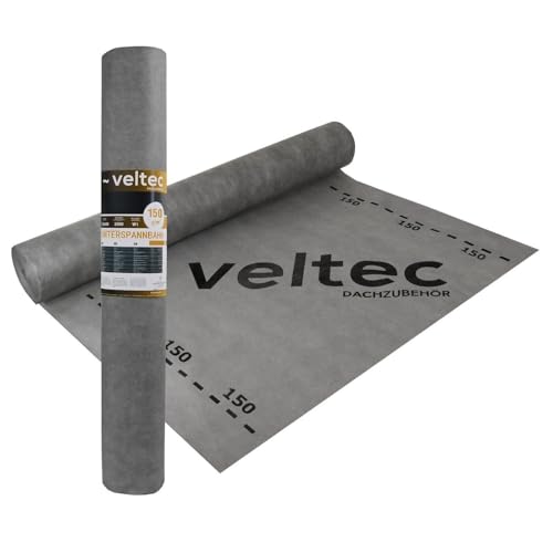 Dachunterspannbahn, Dachfolie, Unterdeckbahn, Dampfsperre, Unterspannbahn 1,5m x 10m,25m,50m Unterdeckbahn VELTEC 150 g/m² Rolle 75m² Dach (15m² = 10m x 1,5m)
