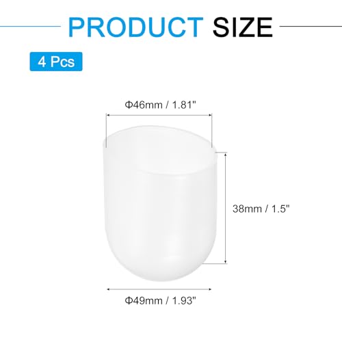 Image of uxcell 4Pcs Silicone End Caps, 46mm(1-13 /16 inch) ID 38mm(1-1 /2 inch) Height Round Rubber Elastic Screw Thread Protectors Flexible Screw Bolt Covers Caps for Metal Tube Rod Bolt, Clear