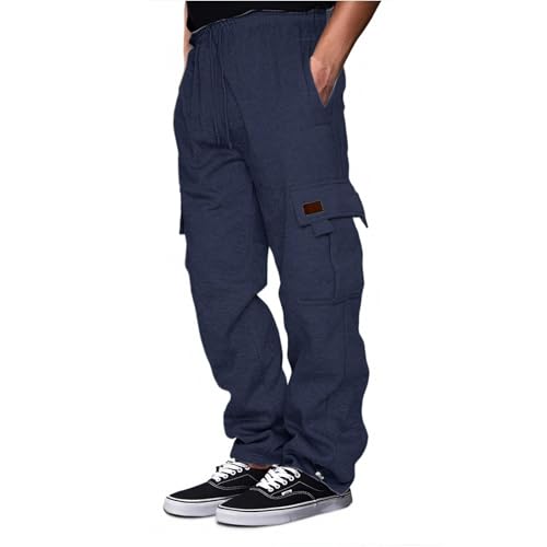 Sweatpants for Men Baggy Casual Fleece Loose Fit Drawstring Elastic Waist Joggers Open Bottom Athletic Pants with Pockets2